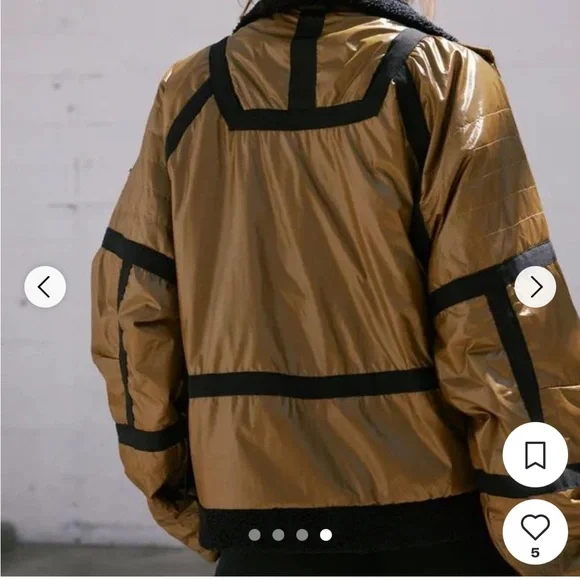 NWT Free People Vagabond Gold Bomber Jacket - Picture 4 of 13